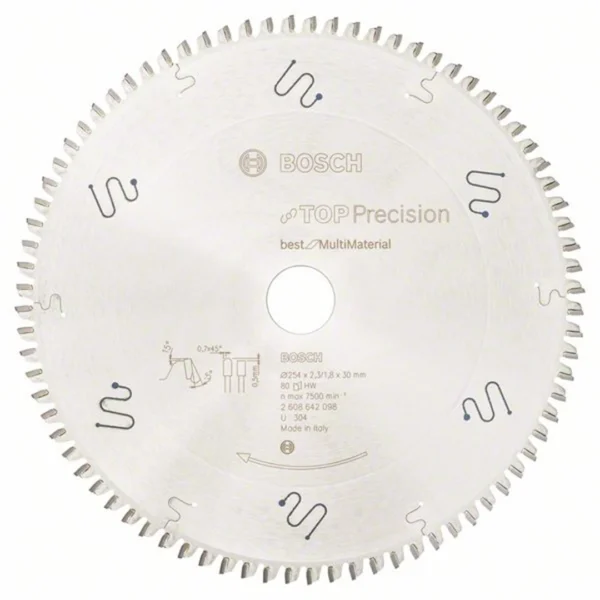 Kreissägeblatt TOPPREC MULTI/S-M 254x30mm Z80 Bosch 2608642098