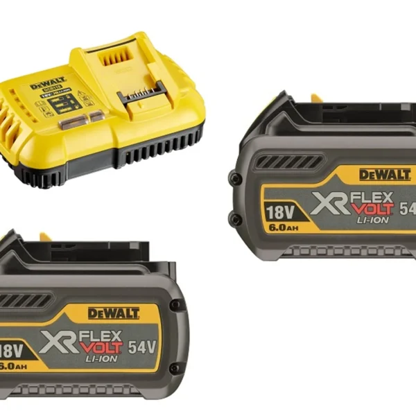 Set: Akkus 54/18V 2.0/6.0Ah und Ladegerät DeWalt FLEXVOLT DCB118T2