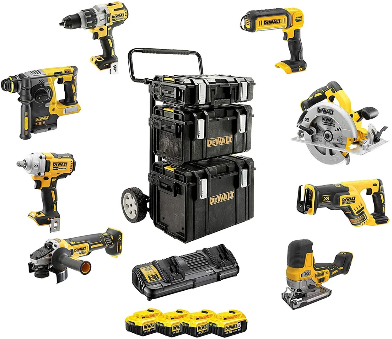 Elektrowerkzeug-Set 18V DeWalt XR DCK856P4 4x5.0Ah