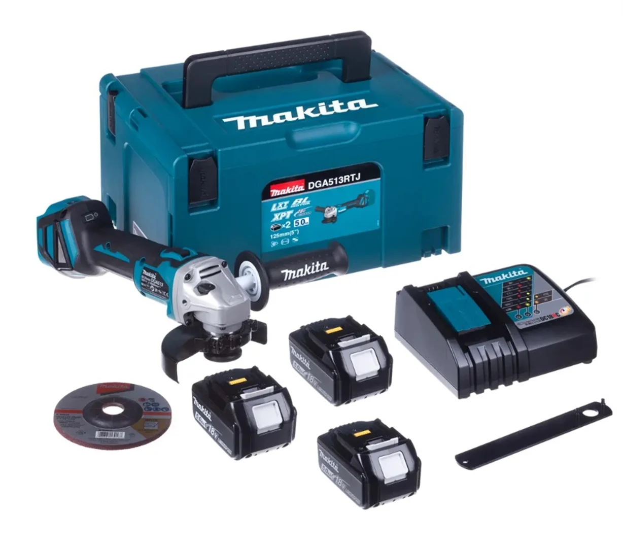 Winkelschleifer Makita DGA513RT3J 3x5.0Ah MAKPAC 3