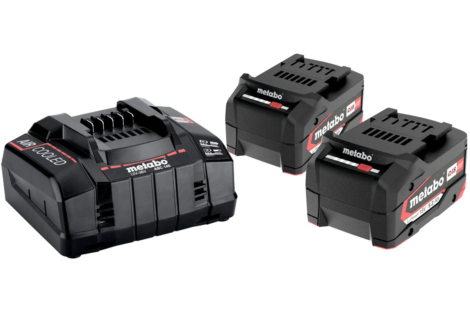 Set mit 2 Akkus 18V Li-Power 5.2Ah und Ladegerät ASC 30-36V Metabo 685051000