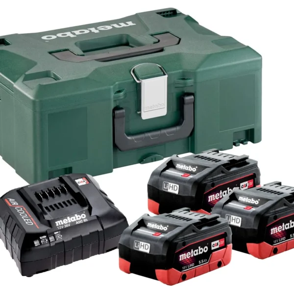 Set mit 3 Akkus 18V LiHD 5.5Ah und Ladegerät ASC 30-36V im MetaLoc Metabo 685069000
