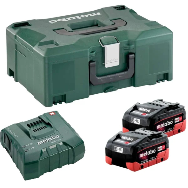 Set mit 2 Akkus 18V LiHD 5.5Ah und Ladegerät ASC Ultra im MetaLoc Metabo 685077000