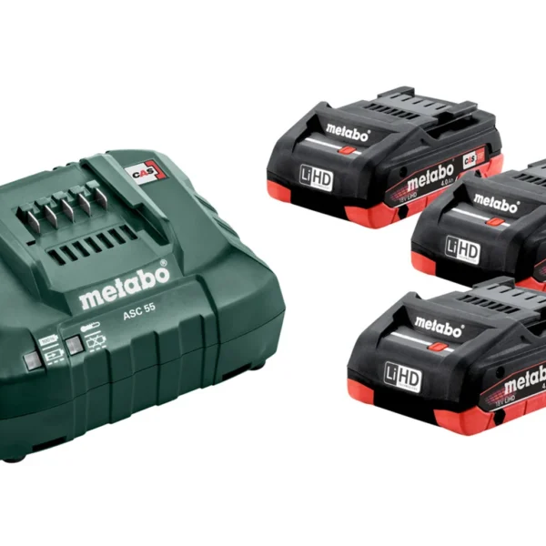 Set mit 3 Akkus 18V LiHD 4.0Ah und Ladegerät ASC 30-36V Metabo 685132000