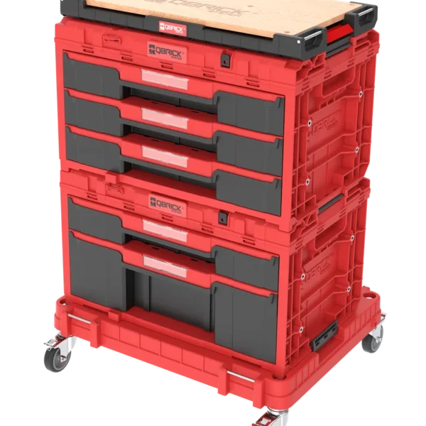 Schubladenset auf Rollplattform Qbrick System ONE 2.0 WORKSHOP DRAWERS SET Nr. 5 RED Ultra HD Custom