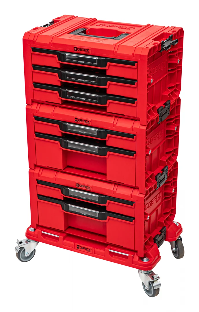 Schubladenset auf Rollplattform Qbrick System PRO 2.0 DRAWER SET EXPERT RED Ultra HD Custom