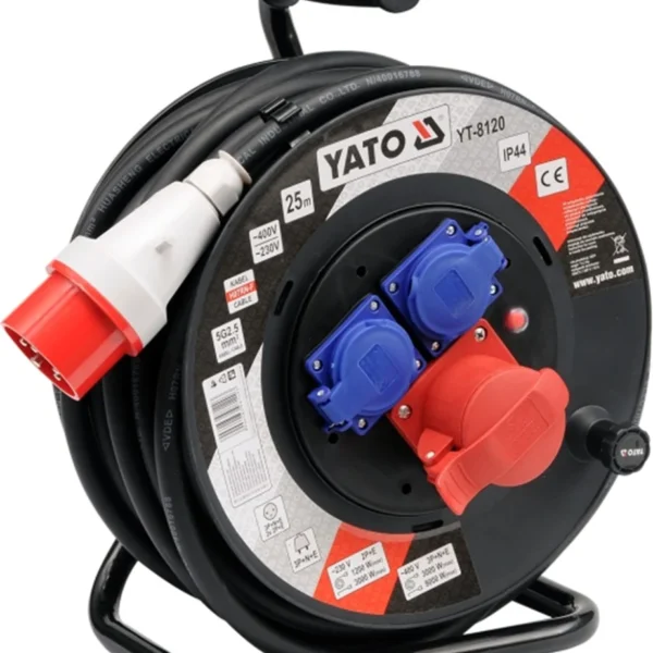 Drehstrom-Kabeltrommel 25 m, 5G2,5 mm 230/400 V Yato YT-8120